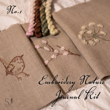 Load image into Gallery viewer, Embroidery Nature Journal Kit Number One- Wren, Blossom & Cow Parsley