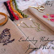Load image into Gallery viewer, Embroidery Nature Journal Kit Number Three - Goldfinch & Chamomile