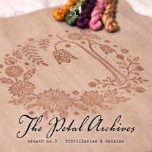 Load image into Gallery viewer, The Petal Archives No.3: Fritillaries & Daisies Embroidery Kit