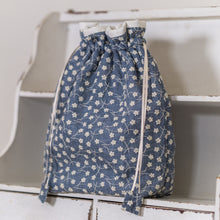 Load image into Gallery viewer, Blue Floral Drawstring Project Bag
