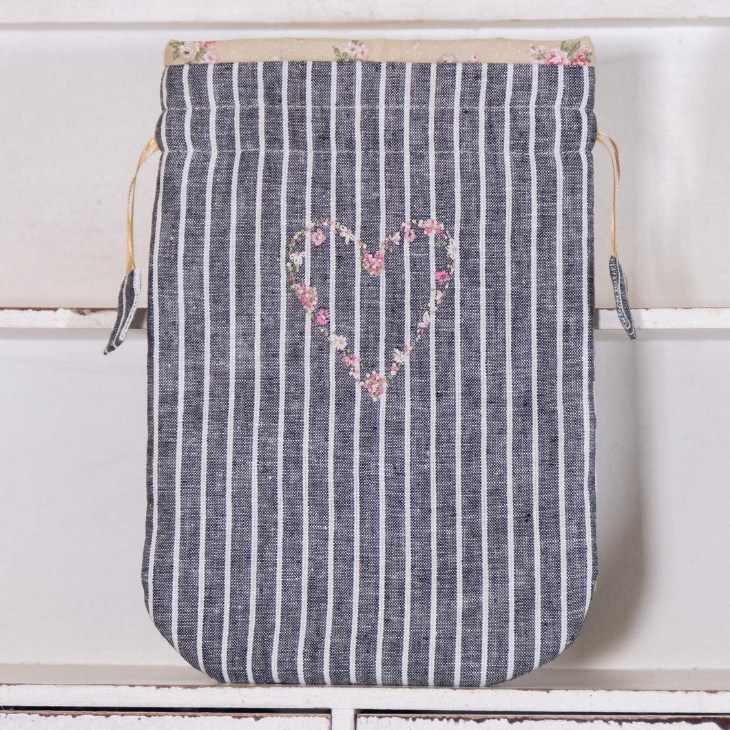 Heart Design Hand Embroidered Notions Pouch