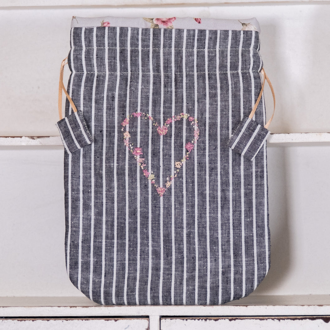 Heart Design Hand Embroidered Notions Pouch