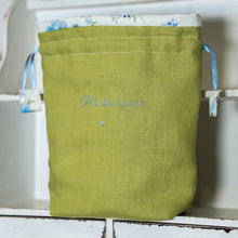 Load image into Gallery viewer, HAND EMBROIDERED LINEN PROJECT BAG
